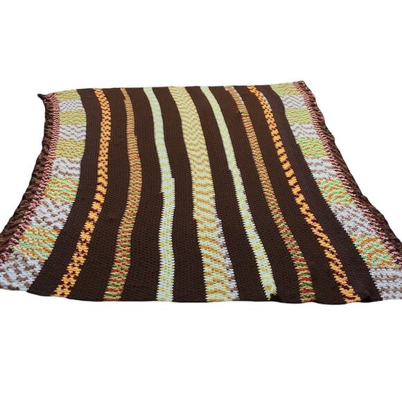 Granny Square Crochet Home Made Blanket 85” X 137” - Picture 2 of 5